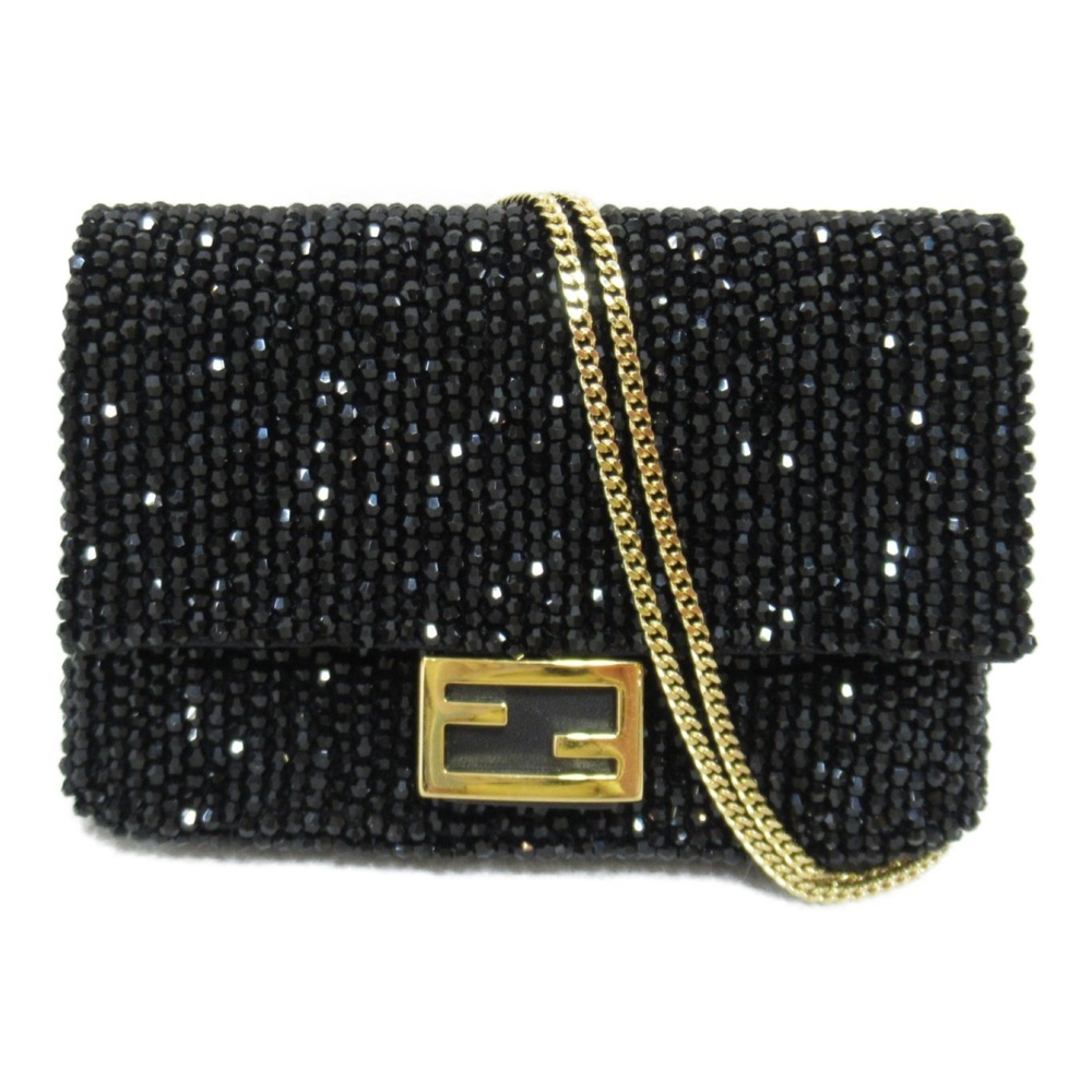 Fendi Mini Shoulder Pouch Sequins Black